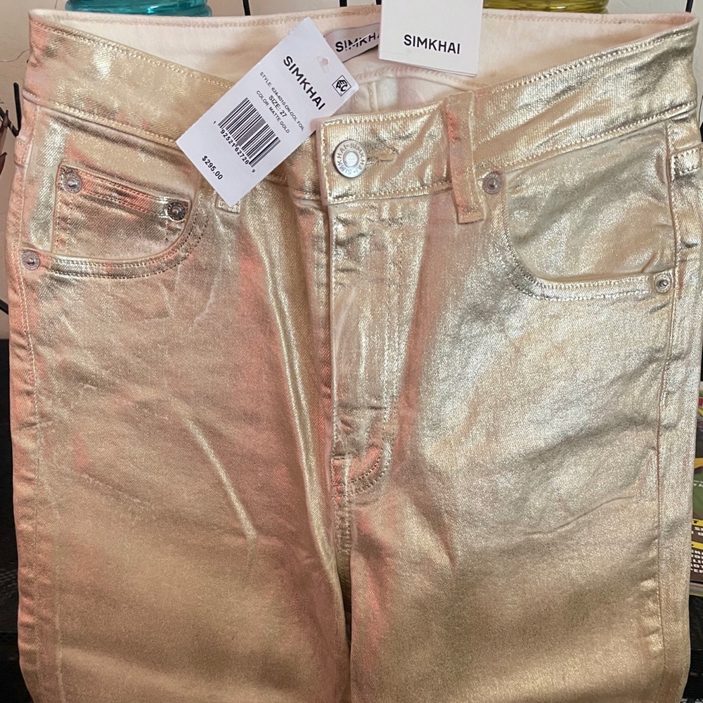 Jonathan Simkhai Metallic Gold Skinny Jeans